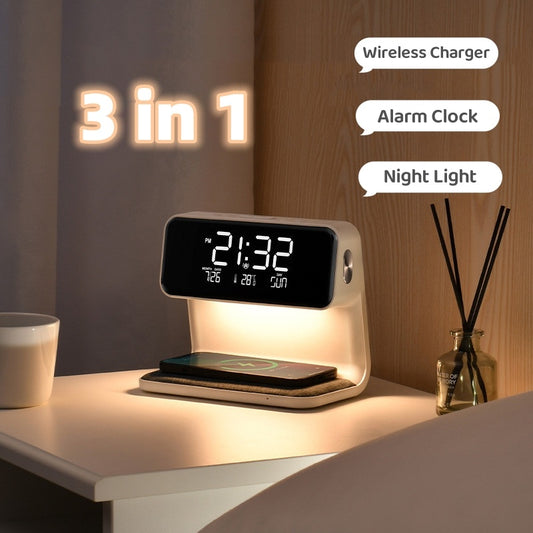 3-in-1 Bedside Lamp with Wireless Charging